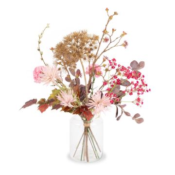 Konstgjord höstbukett PHILLIS, rosa-cerise-brun, 65cm, Ø40cm