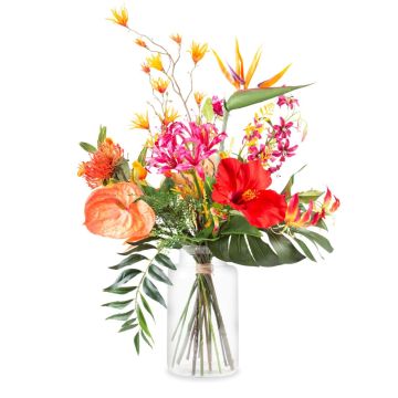 Konstgjord sommarbukett MYHA, orange-cerise, 75cm, Ø55cm Konstgjord sommarbukett MYHA, orange-cerise, 75cm, Ø55cm