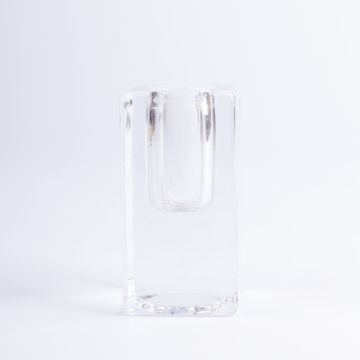 Fyrkantig glasljusstake SOLUNA för spetsljus, transparent, 4x4x9,8cm