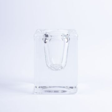 Fyrkantig glasljusstake SOLUNA för spetsljus, transparent, 4x4x6cm Fyrkantig glasljusstake SOLUNA för spetsljus, transparent, 4x4x6cm