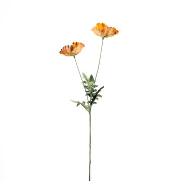 Konstgjord blomkvist vallmo GUNDULA, Eco Collection, orange-gul, 70cm, Ø7-8cm