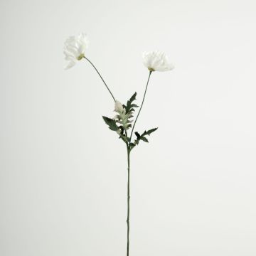 Konstgjord blomkvist med vallmo GUNDULA, Eco Collection, vit-lila, 70cm, Ø7-8cm
