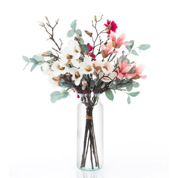 Konstgjord magnoliabukett MERISA, vit-rosa, 70cm, Ø40cm