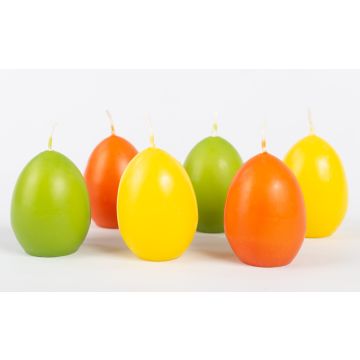 Äggljus, påskljus LEONITA, 6 st, gul-orange-grön, 6cm, 4,5cm, 7h - Tillverkad i Tyskland Äggljus, påskljus LEONITA, 6 st, gul-orange-grön, 6cm, 4,5cm, 7h - Tillverkad i Tyskland