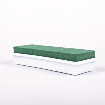 ®mosy rektangulär skål med våtsteckmassa MOMOKO för blomsterarrangemang, grön-vit, 24,5x9x4,5cm ®mosy rektangulär skål med våtsteckmassa MOMOKO för blomsterarrangemang, grön-vit, 24,5x9x4,5cm