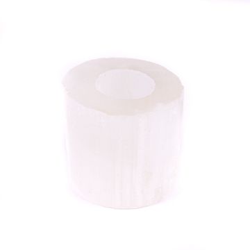 Rund te-ljushållare MIMIRET av selenit, vit-transparent, 8cm, Ø8cm Rund te-ljushållare MIMIRET av selenit, vit-transparent, 8cm, Ø8cm