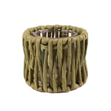 Sisal-te-ljushållare BALKHAB med te-ljusglas, grön, 9cm, Ø11cm Sisal-te-ljushållare BALKHAB med te-ljusglas, grön, 9cm, Ø11cm