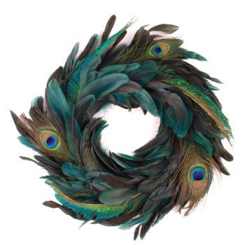 Naturdekoration krans av påfågelfjädrar NORDIAN, natur, Ø50cm Naturdekoration krans av påfågelfjädrar NORDIAN, natur, Ø50cm