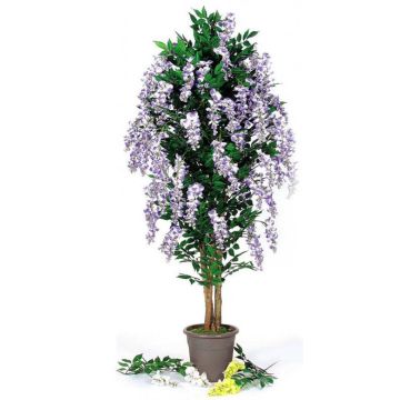 Dekorativ blåregn MALENKA, naturliga stammar, med blommor, lila, 125cm - Tillverkad i Italien