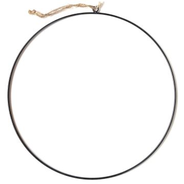 Dekorativ metallring FREYDIS med jutesnöre för upphängning, svart, Ø40cm Dekorativ metallring FREYDIS med jutesnöre för upphängning, svart, Ø40cm
